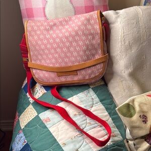 Dooney & Bourke Pink and Red Crossbody Bag with Textured Design